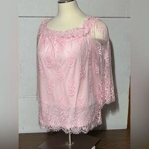 Romans pink lace women’s 18W pretty romantic style top. 28” length 23” p2p